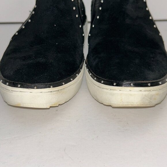 Halogen Loafers Black Suede Leather Silver Studded Slip On Womens Sz 10 M - Picture 4 of 10